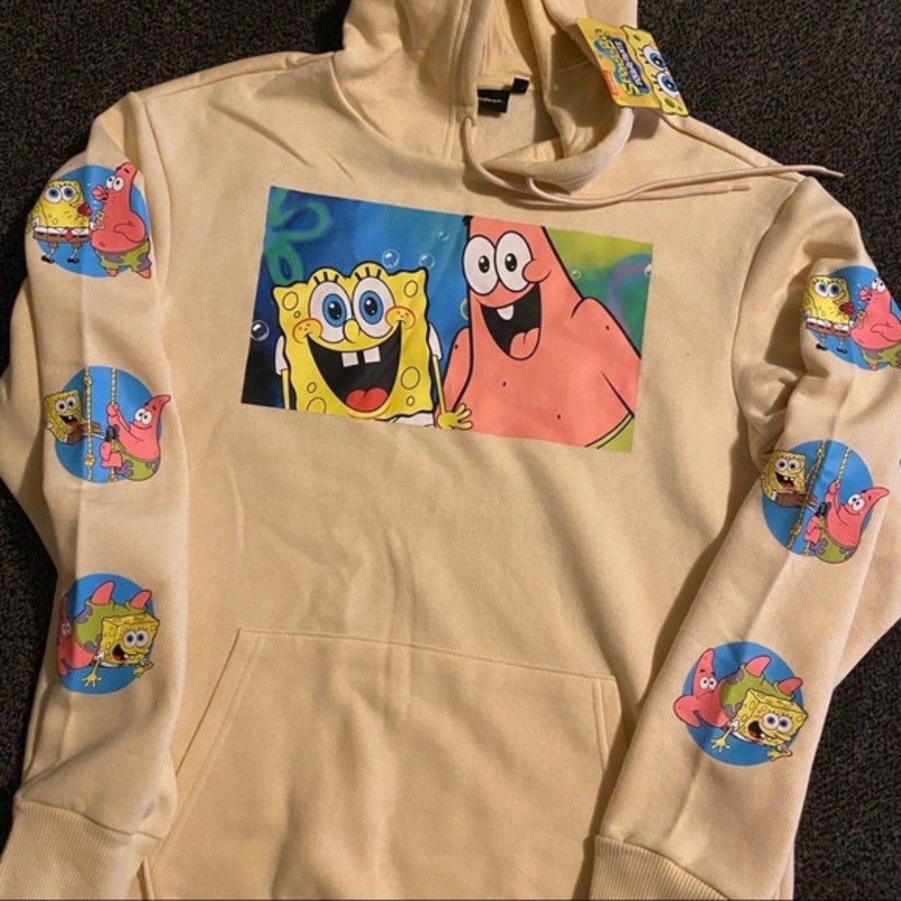 Spongebob Square pants NWT! tan hoodie - Picture 2 of 8